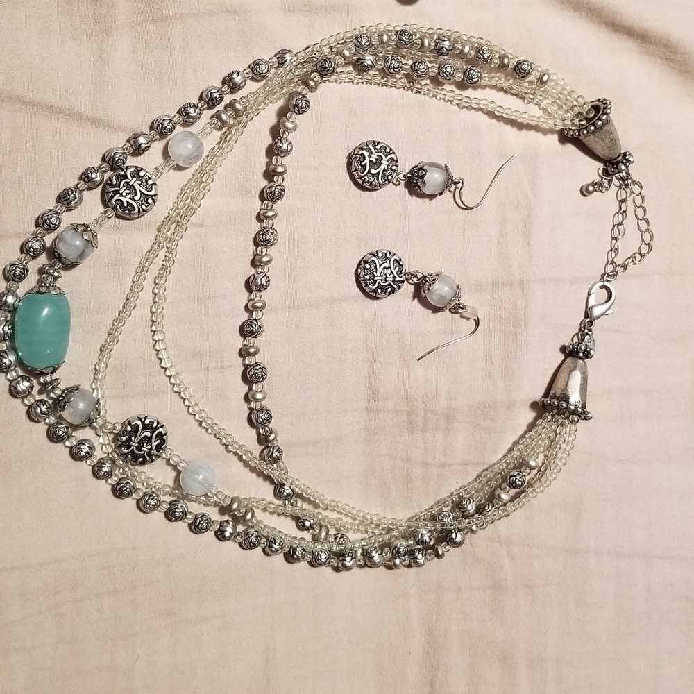 Necklace, bracelet, and earrings set